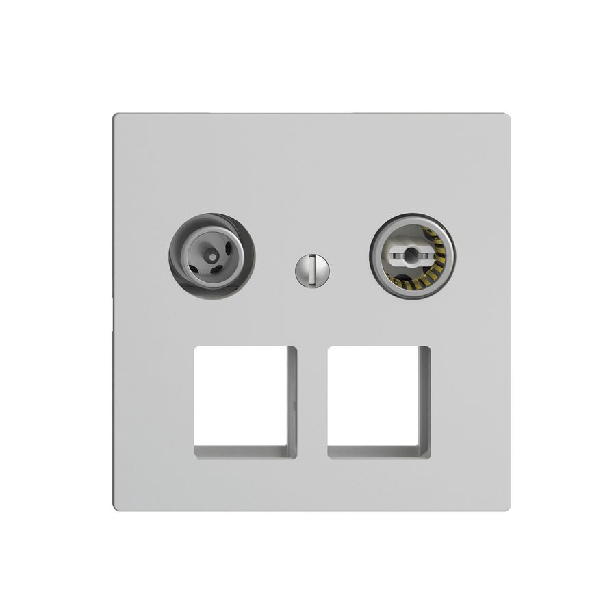 Multimediadose 11dB Edue F, Enddose/Durchgangsdose, f.2×RJ45 Keystone, hellgrau
