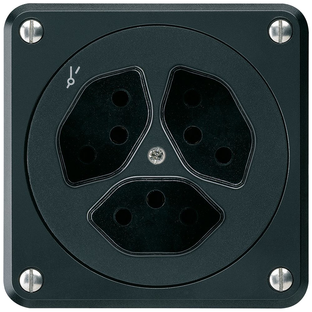 UP-Steckdose robusto 3×Typ 13/1 schwarz ohne Klappdeckel für Kombination