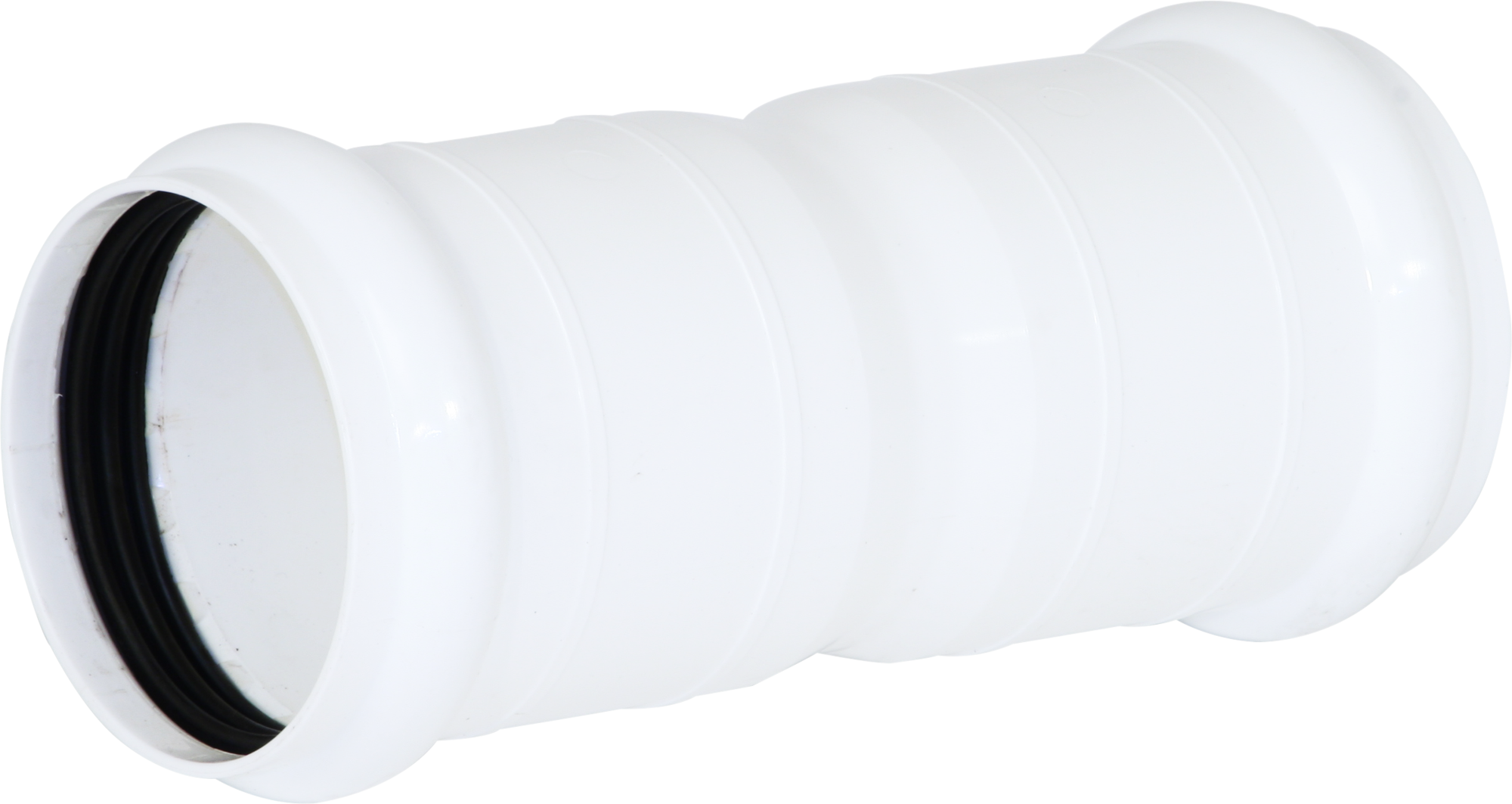 Doppelsteckmuffe 112/100 schwarz mit Sicke und Dichtungen KRDM