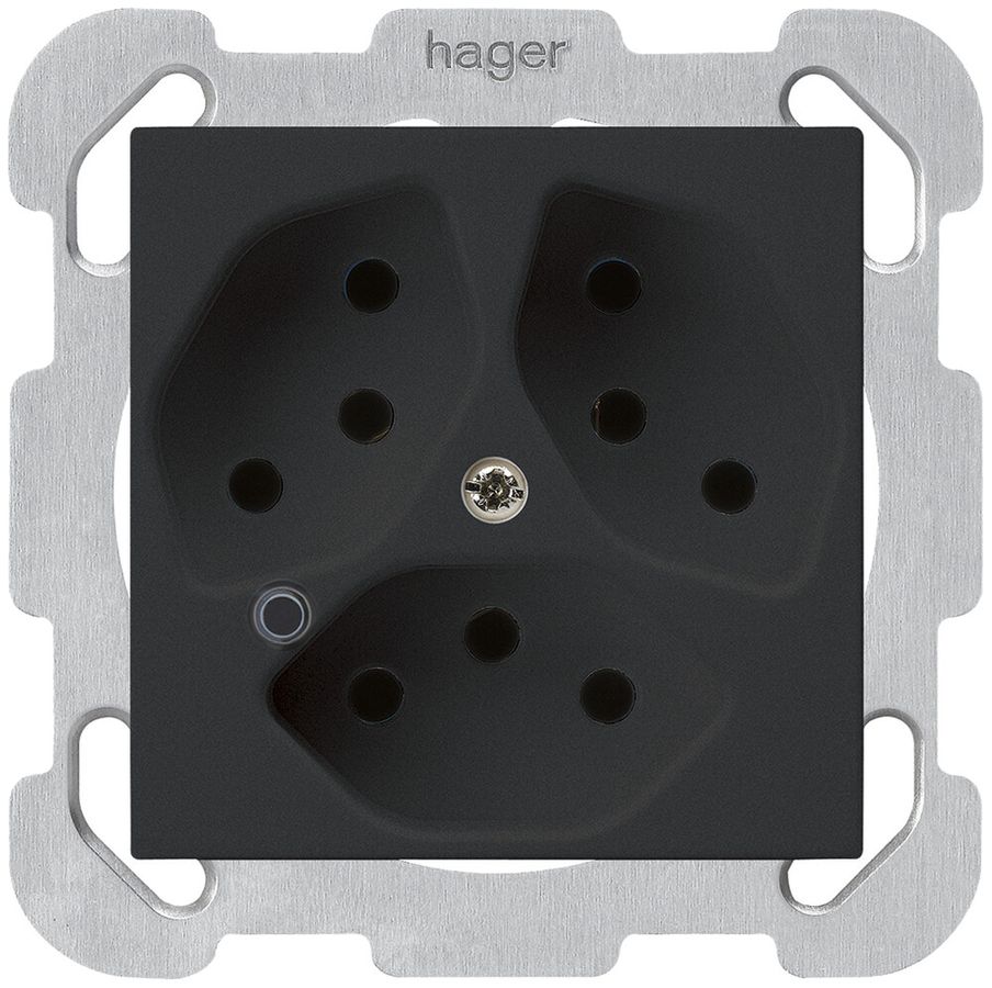 Presa INC Hager kallysto 3×T13 illuminato B nero