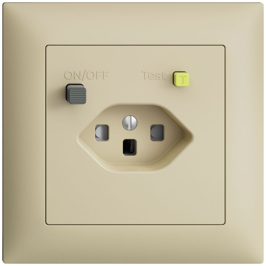 UP-Steckdose EDIZIOdue T23 FI 30mA FMI, shutter, vanille