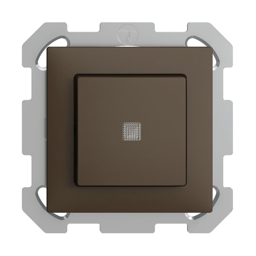 UP-Leuchttaster EDIZIOdue A-R/1P coffee, mit Linse, LED gelb