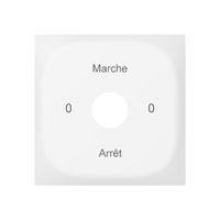 Plaque front.SIDUS pour inter.clé gravure 0-Marche-0-Arrêt blanc