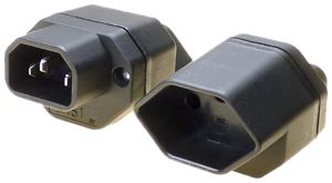 Übergangsstecker Typ C14 (E)/Typ 13 ELBRO 10A 230VAC max.70°C schwarz IP20
