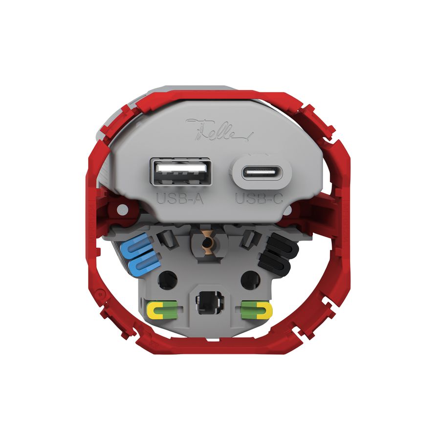 Prise de charge USB Feller SNAPFIX® USB A+C/T13 3A 230VAC