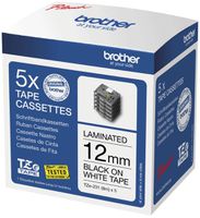 Schriftbandkassetten Brother TZe-235M5 12mm×8m, weiss/schwarz, 5 Stück