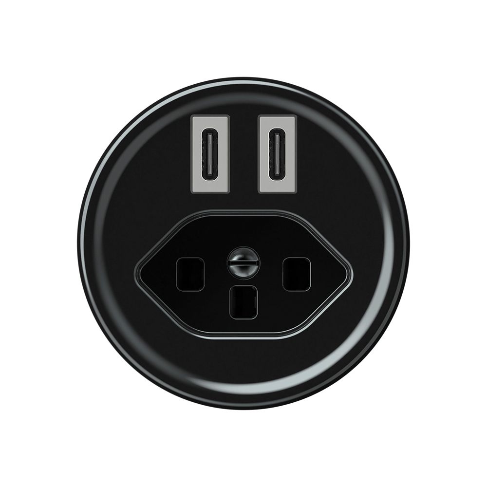 Presa di carica USB origin 2×USB-C 3000mA 5V con tipo 23 nero