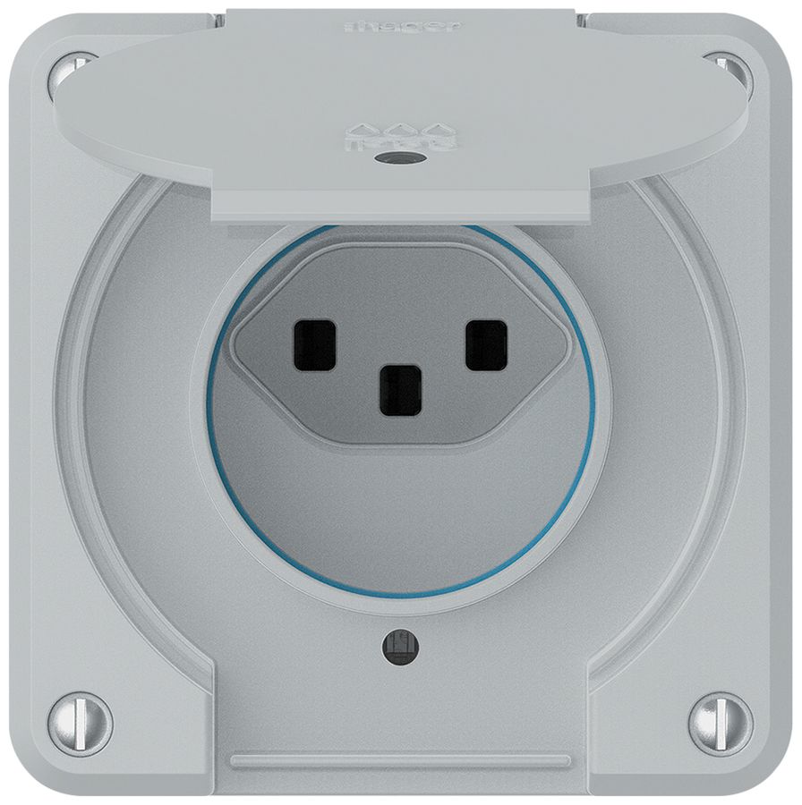 UP-Steckdose robusto 1×Typ 23 beleuchtet IP55 hellgrau