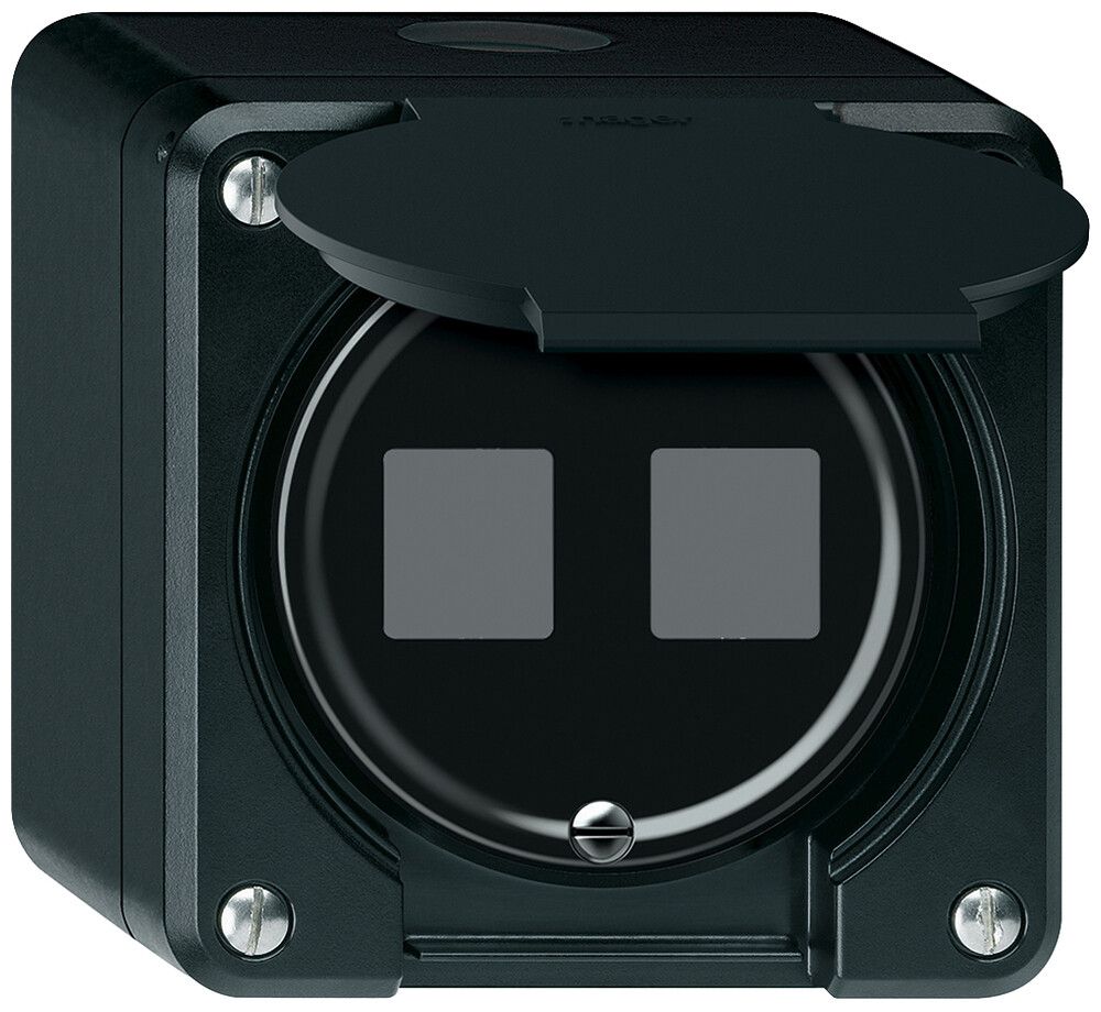 Kit di montaggio AP robusto diritto per 2 prese 86×86mm nero