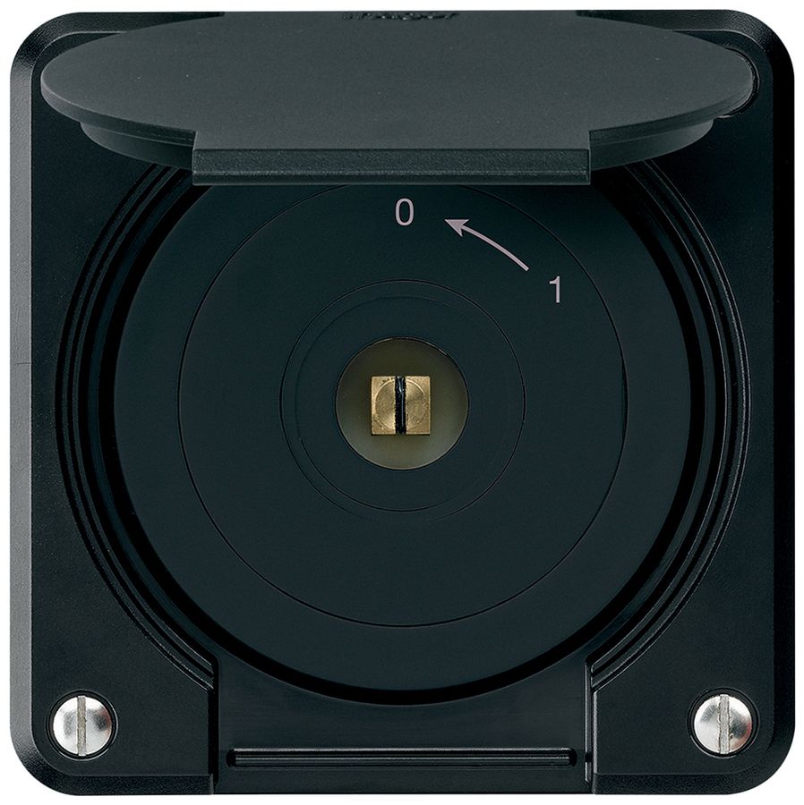 Contact pivotant à clé carrée ENC robusto IP55 noir avec clapet 1P combi