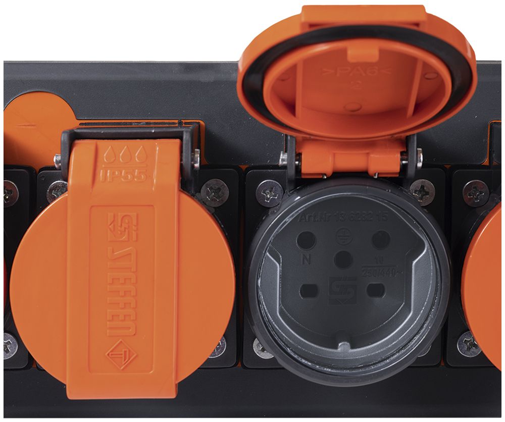 Steckdosenleiste Steffen PROFESSIONAL 6×T15 5m schwarz