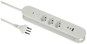 Steckdosenleiste Re:Life 10A Mit Ein-/Ausschalter 3×T13 3×USB 1.8m weiss