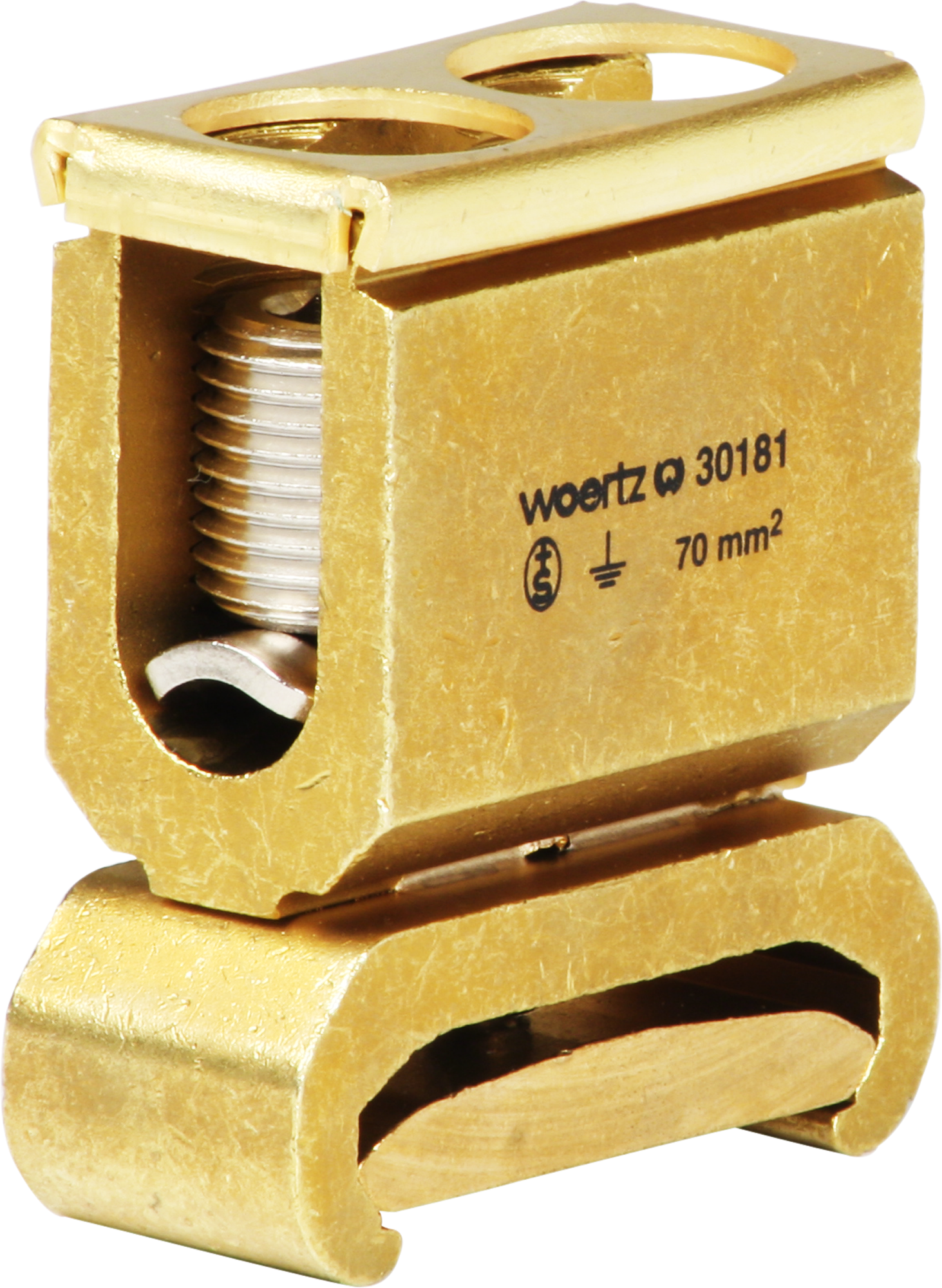 Morsetto di terra componibile Woertz 70mm² raccordo a vite 2×1 guida DIN 35mm