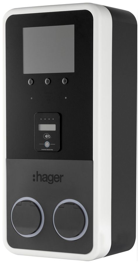 Ladestation Hager witty park 2 3Ph 22kW 2×22kW IP55 342×680×220mm