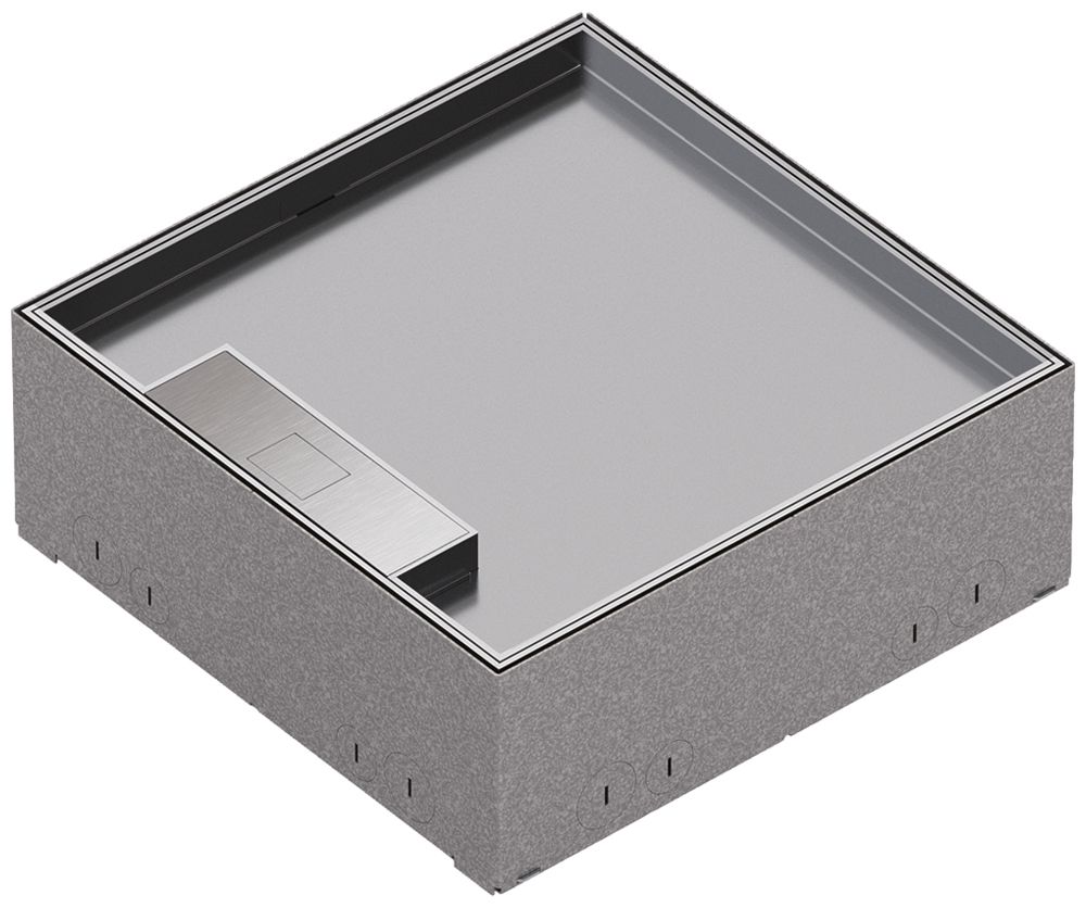 Boîte de sol Hager Q12 LE 3kN 244×251×15mm acier inoxydable 10×FLF