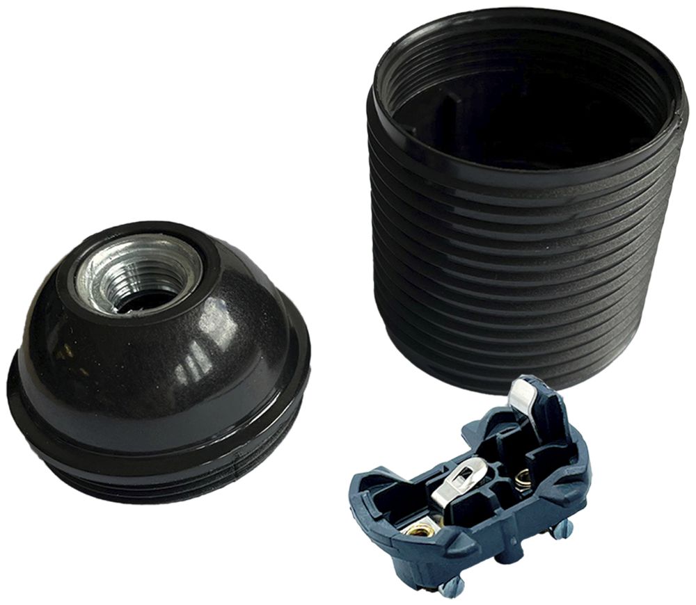 Fassung Elektrogros E27 Thermoplast Aussengewinde Ø40×55mm schwarz