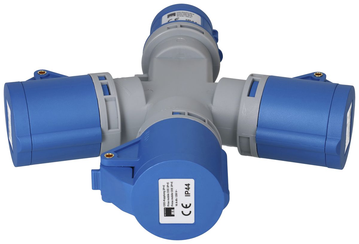 Deviatore incrociato MH 1×spina CEE 16A 3×presa CEE 16A blu 230V IP44