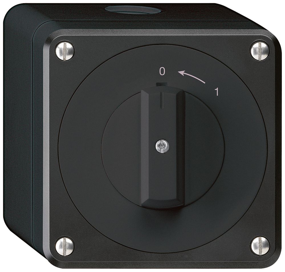 Contatto rotativo AP robusto IP55 nero 1P