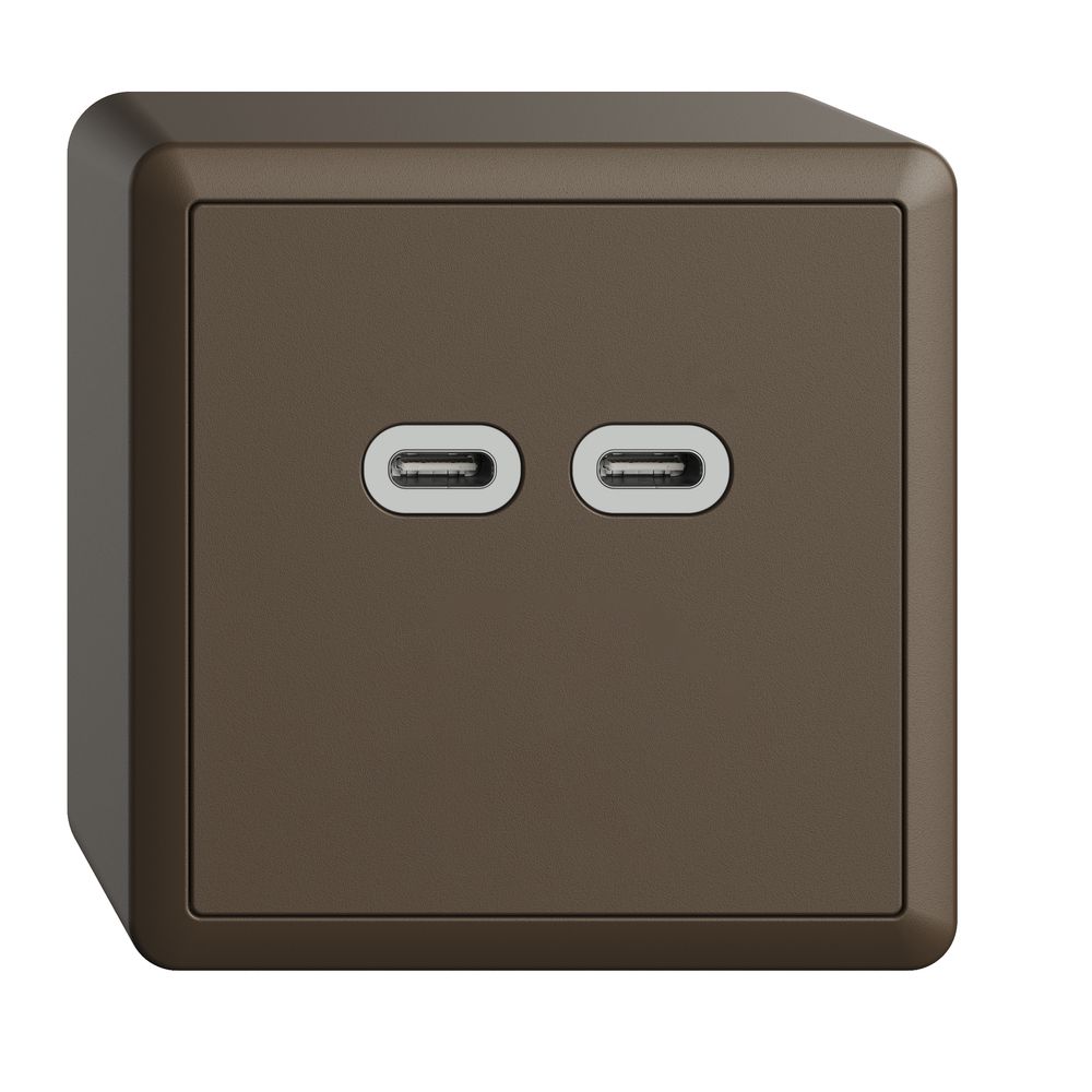 Prise AP USB 18W 2×type C Feller EDIZIOdue FX54 230V 3600mA coffee