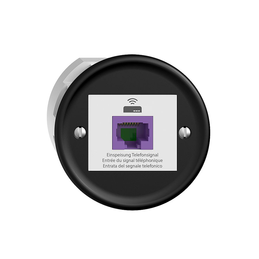 Prise de retour STANDARDdue Q 1×RJ45 p.Swisscom VoIP, 8 pôles, UTP, noir