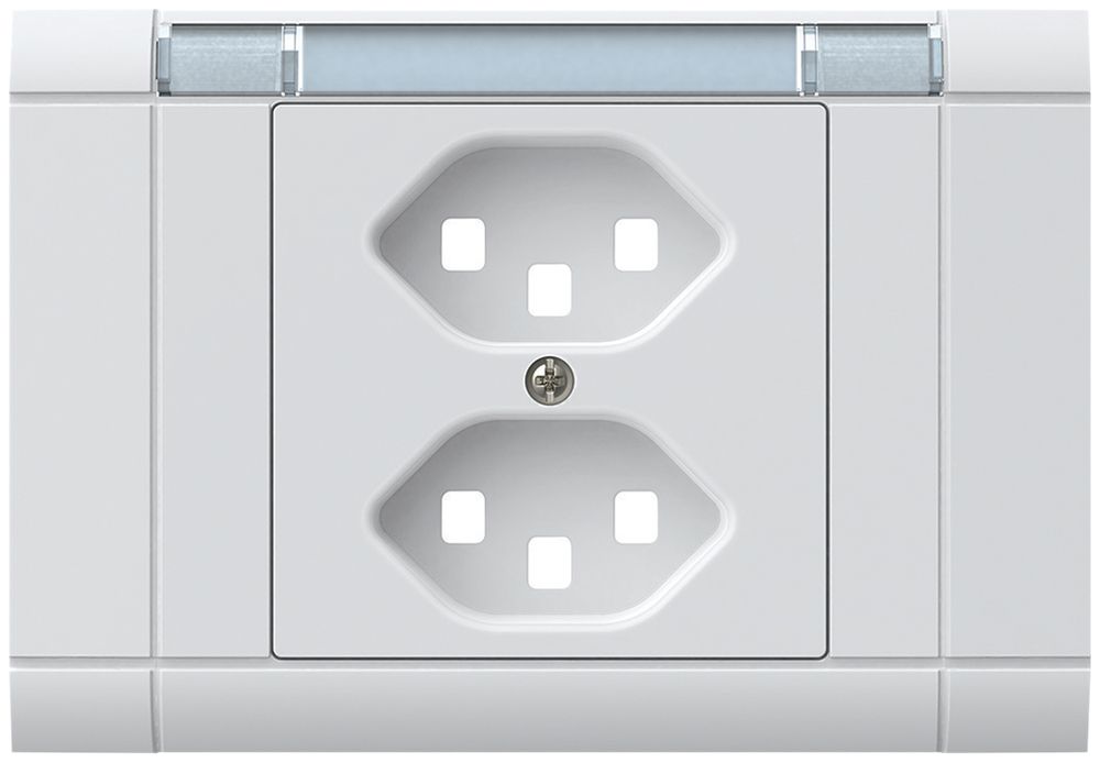 EB-Frontset kallysto, für EB-Steckdose 2×Typ 23, mit Bezeichnungsträger, weiss