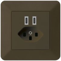 UP-USB-Ladesteckdose Hager kallysto.trend C-C 20W+T23 5V 94×94mm braun