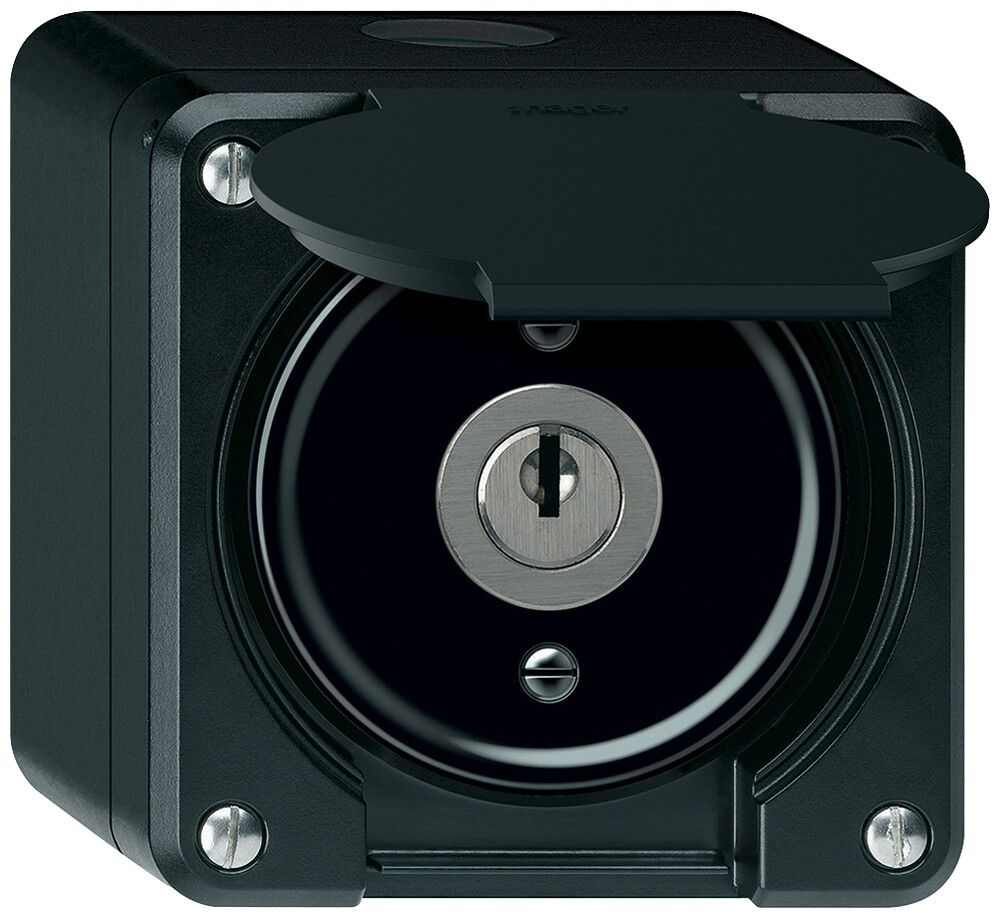 AP-Schlüsselschwenktaster robusto 2P 2NO 20A 250V 86×86mm schwarz