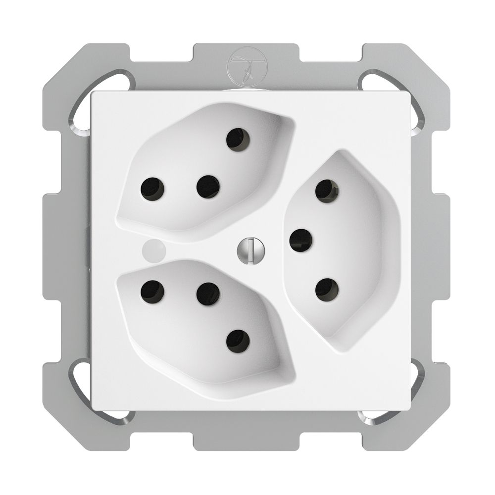 Presa INC EDIZIOdue 3×T13 bianco, con LED verde