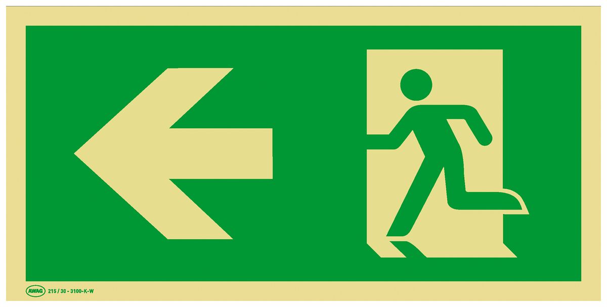 Rettungszeichenschild AWAG Pfeil nach links 300mm