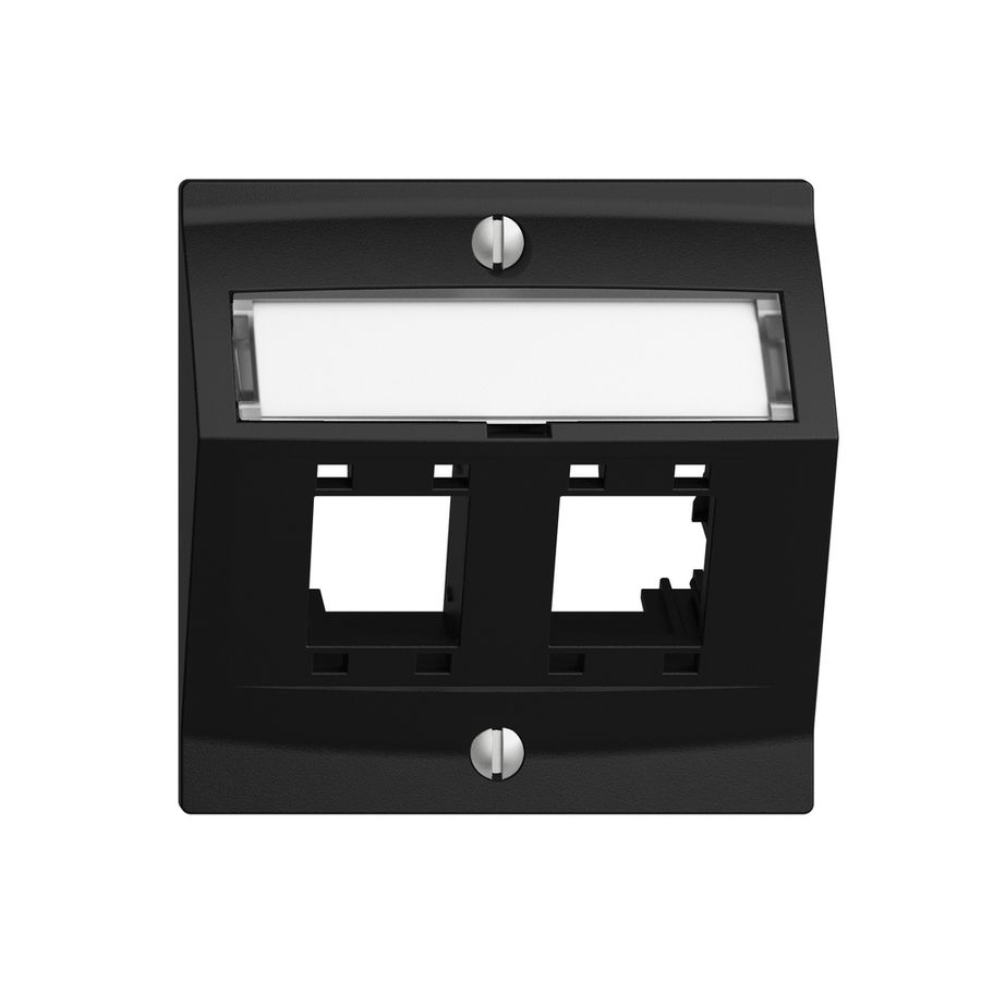 Kit de montage EDIZIOdue, avec capot de sortie oblique, pour 2×RJ45, noir