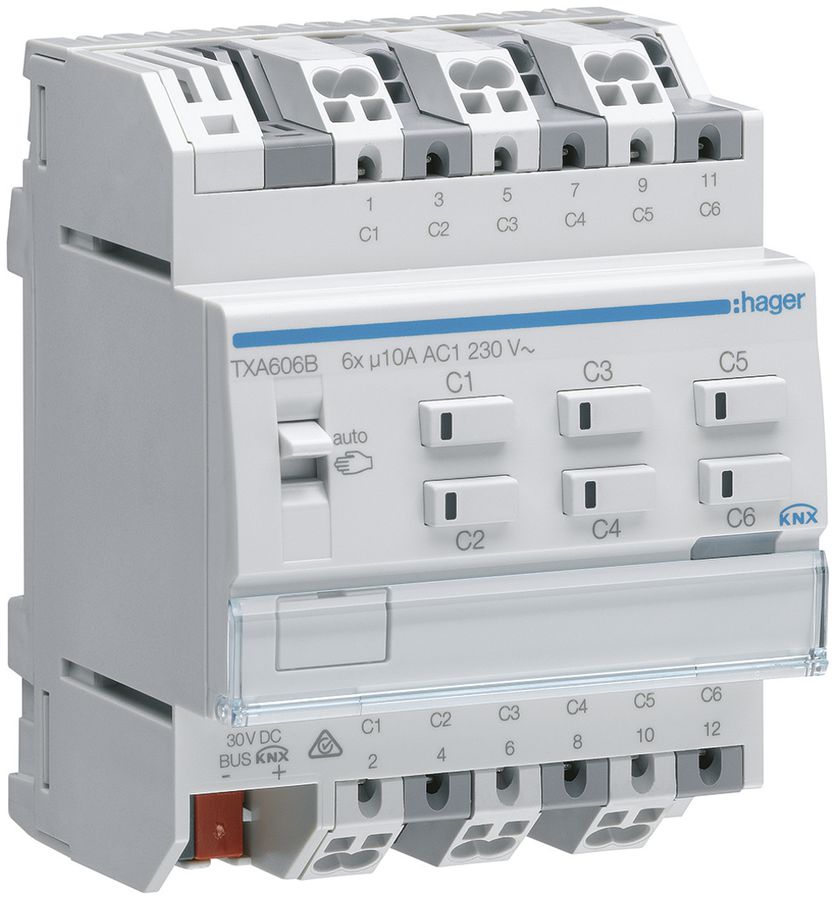 Module de sortie AMD KNX Hager easy 10A sextuple