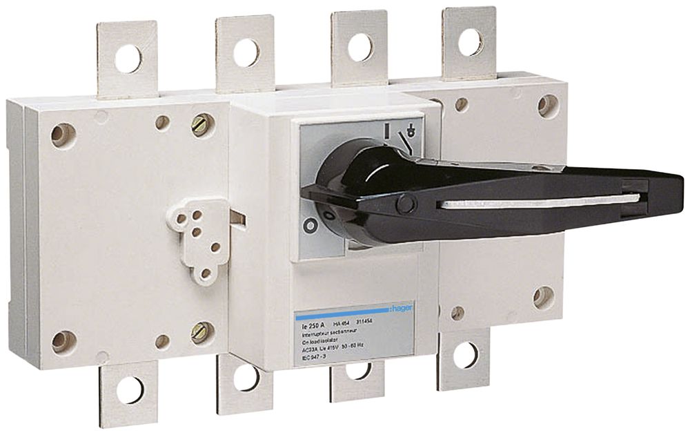 Interrupteur de charge INC Hager 4L 250A montage frontal indication de coupure