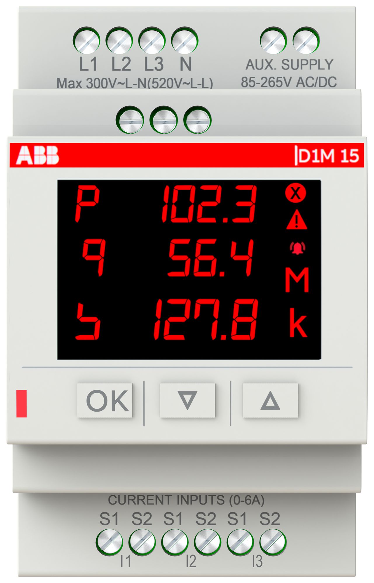 REG-Multimeter ABB D1M 15 V/A/Hz/P/E 3LN 1A/5A 3TE