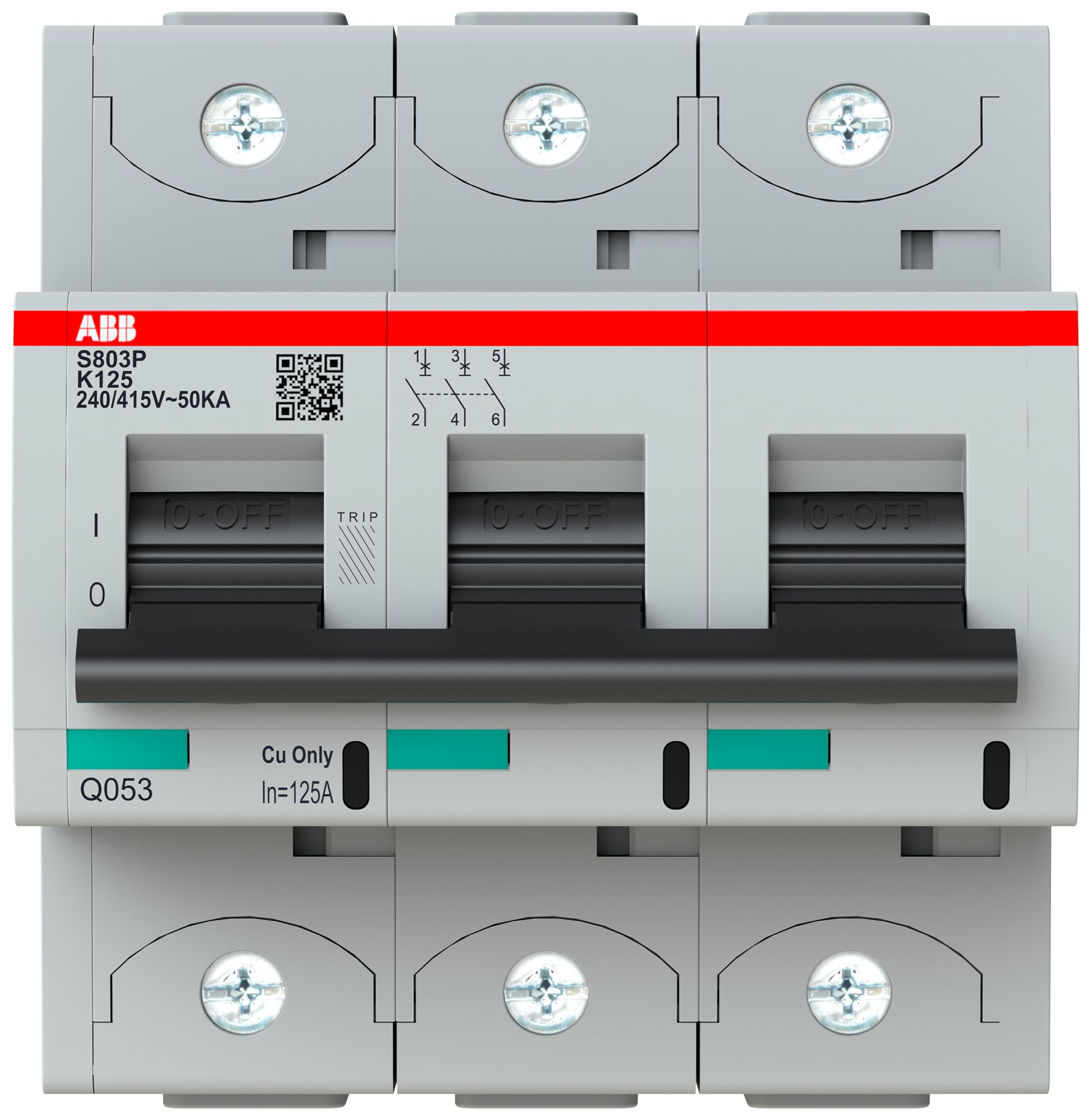 Leitungsschutzschalter ABB S803P-K125 3P 400V K-125A 50kA 5TE
