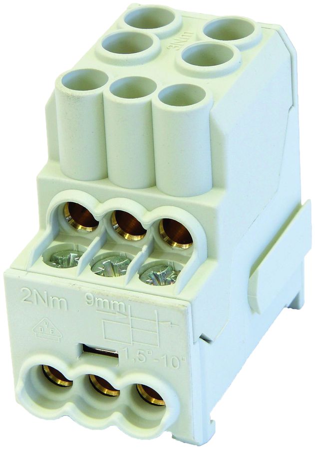 Blocco ripartizione tipo UVB 2×25/6×10mm² 100A CU grigio