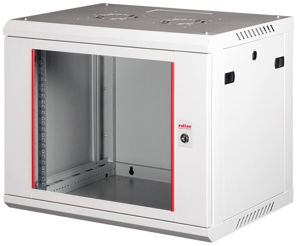 Wandgehäuse 19" ROLINE Basic Plus 600×512×450mm 9HE 1×Tür Stahl grau