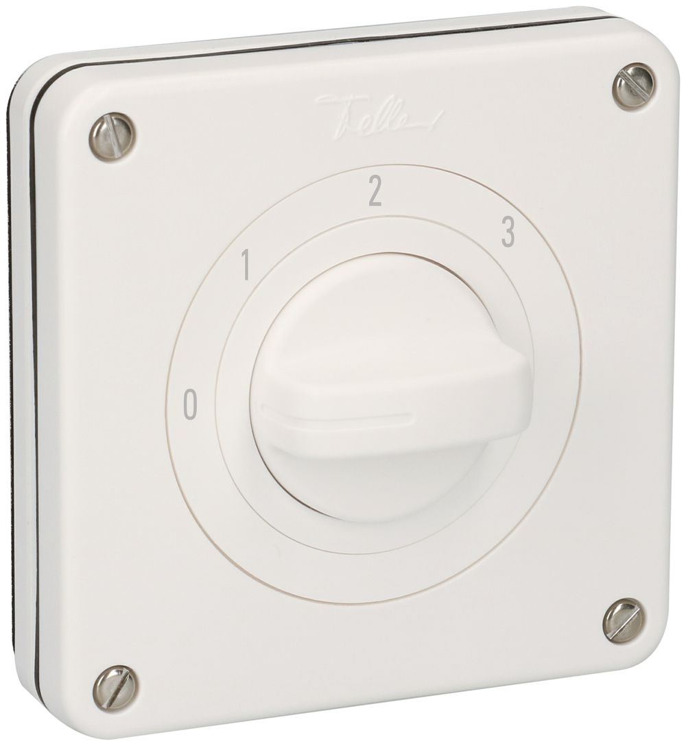 UP-Stufenschalter NEVO, 20A, 1P, 87×87mm, 3×45°, 0-1-2-3, weiss