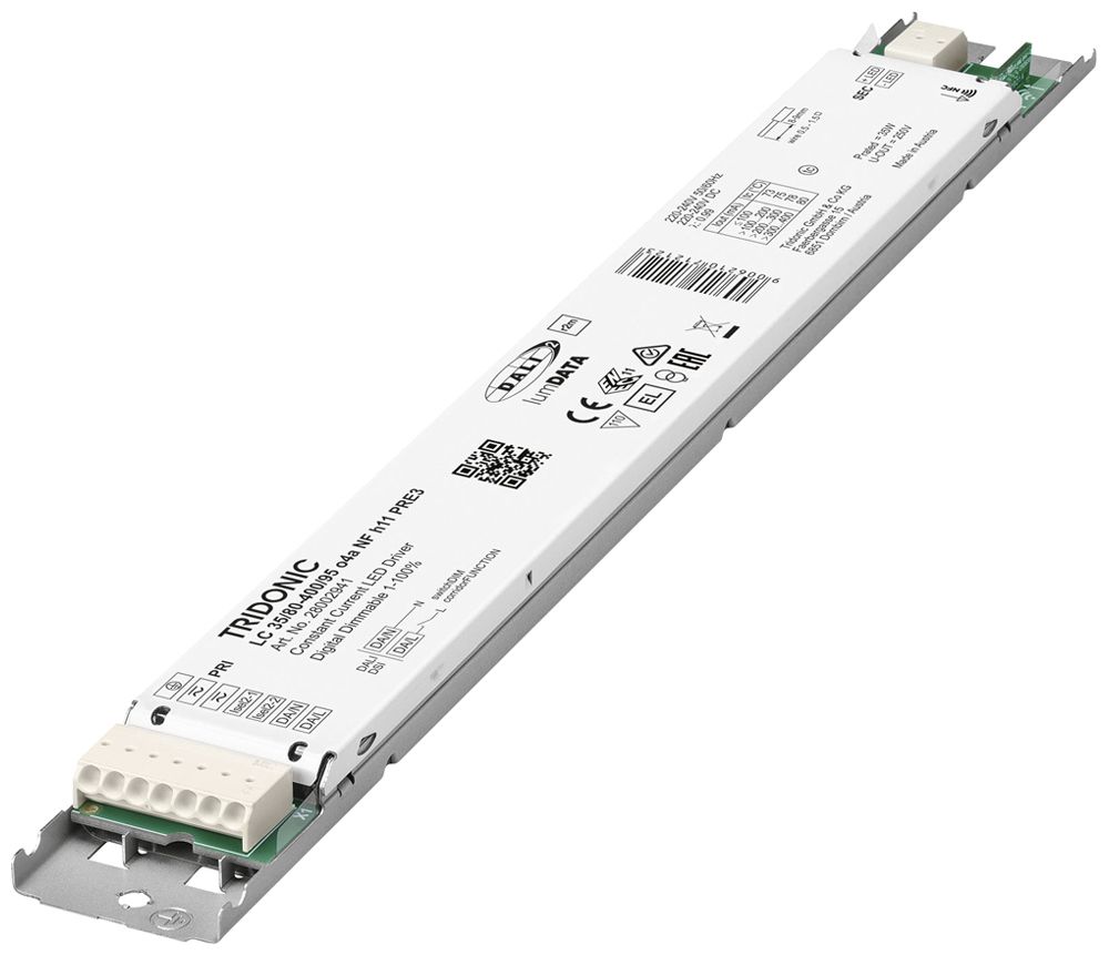 Alimentation LED Tridonic LC NFC PRE3 7.6…35W 40…95V 80…400mA DALI 280×30×11.4mm