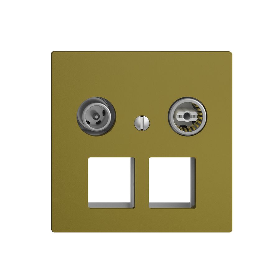 Multimediadose 4dB EDIZIOdue F, Stichdose, f.2×RJ45 Keystone, olive