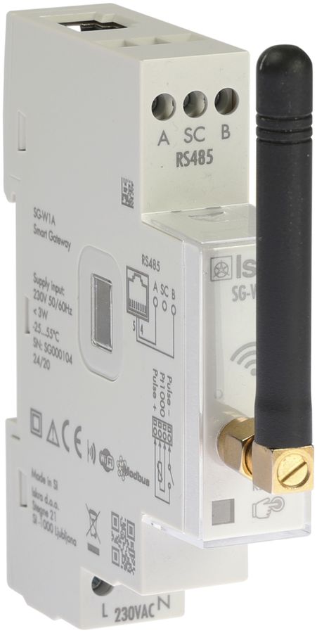 REG-Smart Gateway WIFI, ext.Antenne, 230V, RS485, 2 IR-Ports, 1TE, 18×90×60mm