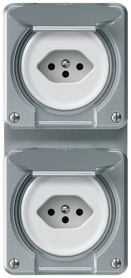UP-Kombination robusto 2×Steckdose T13 86×146mm Aluminium