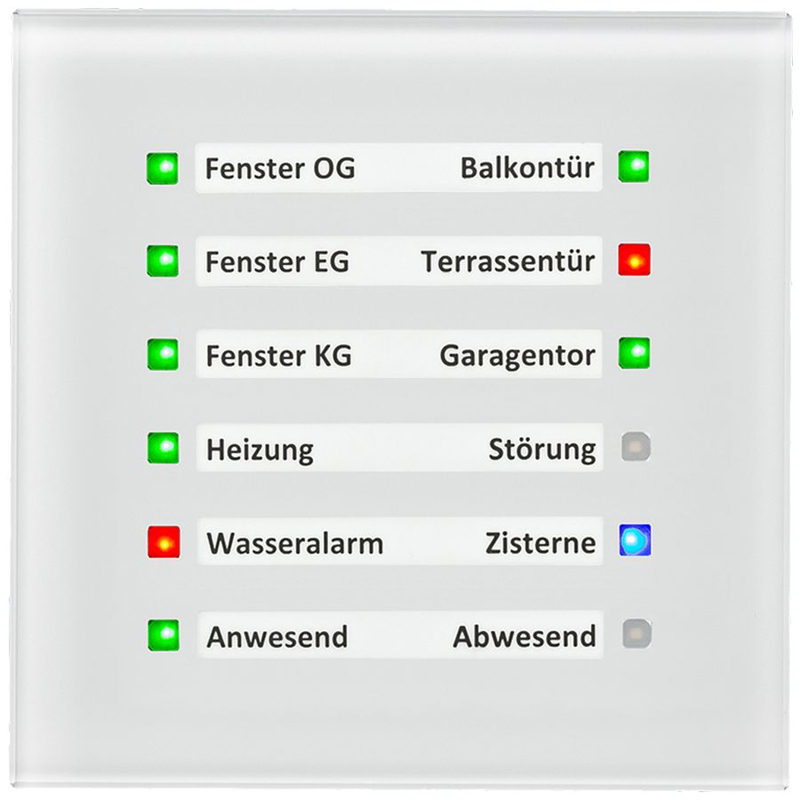 Apparecchio indicatore KNX INC MDT SCN-GLED1W.01 campo per designazione vetro