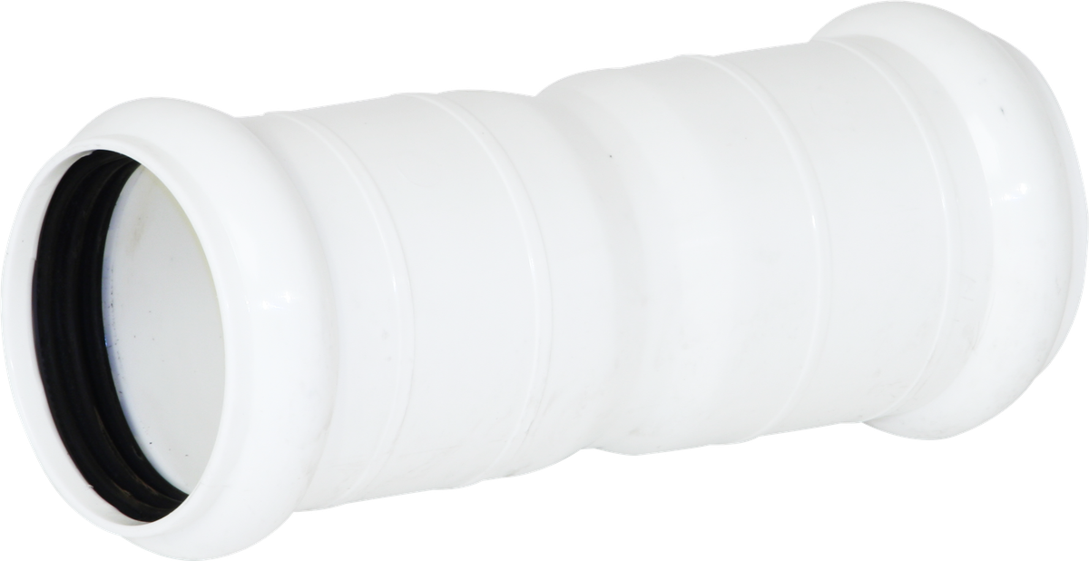 Doppelsteckmuffe PE 92/80 schwarz mit Sicke und Dichtungen KRDM