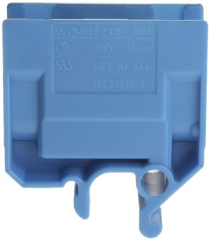 Abzweigklemme Woertz 6…16mm² 76A 750V Schraubanschluss 2×1 G-Schiene blau