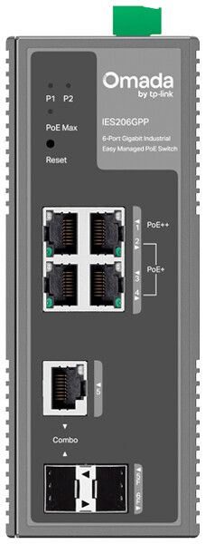 Switch TP-Link Omada IES206GPP 4×RJ45-GbE 1×SFP-GbE 1×RJ45/SFP PoE++ 4×PoE