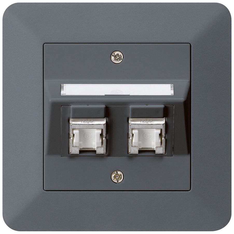 UP-Montage-Set kallysto.trend C Kat.6 2RJ45/s anthrazit