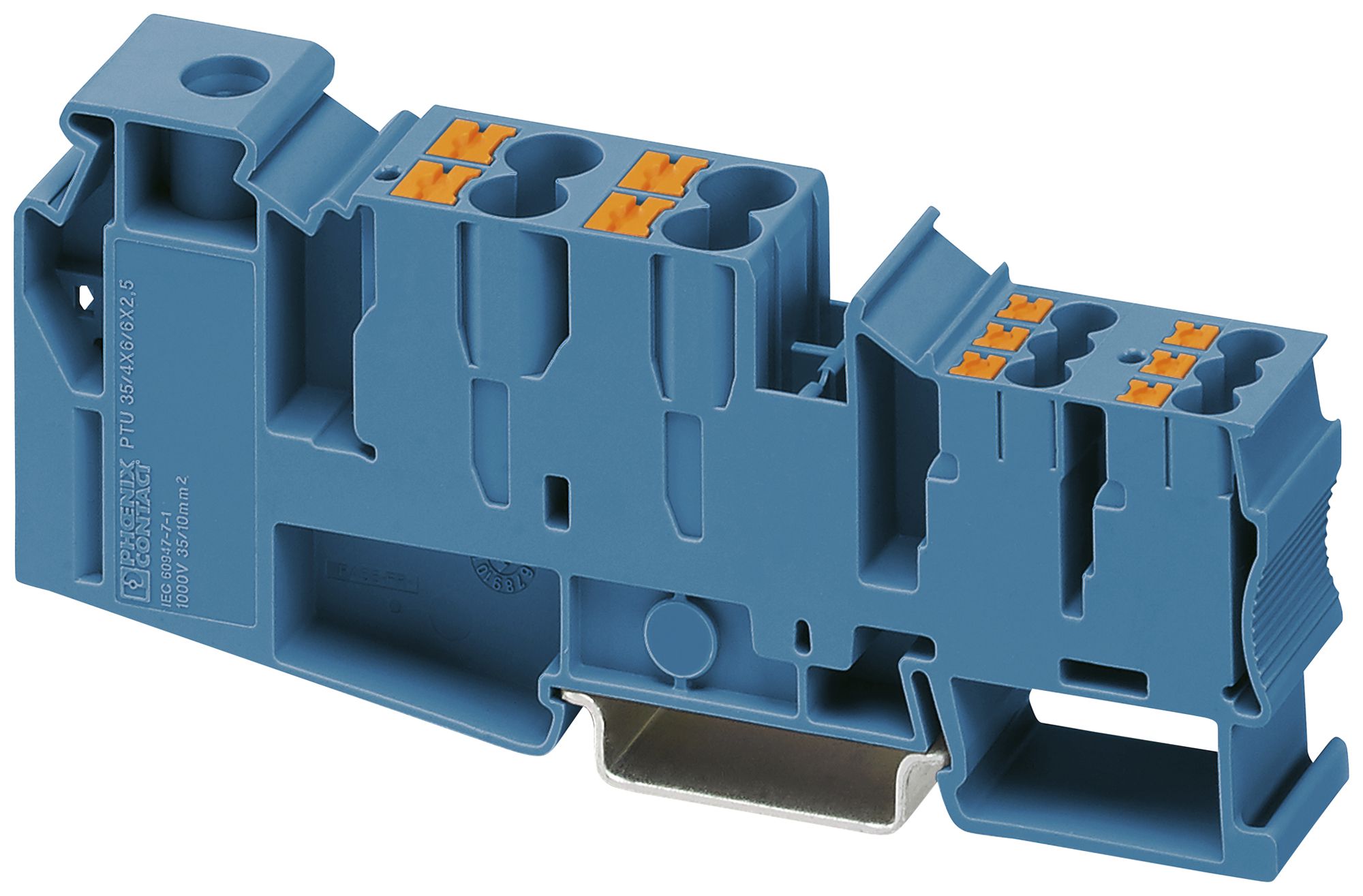 Distributeur de potentiel joignable PX PTU 35 BU 35mm²105A 1000V 11×1 DIN35 bl