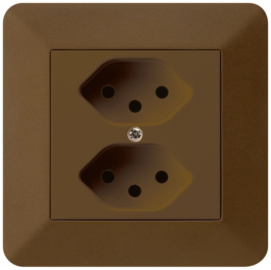 UP-Steckdose kallysto.trend 2×T13 braun mit Kinderschutz