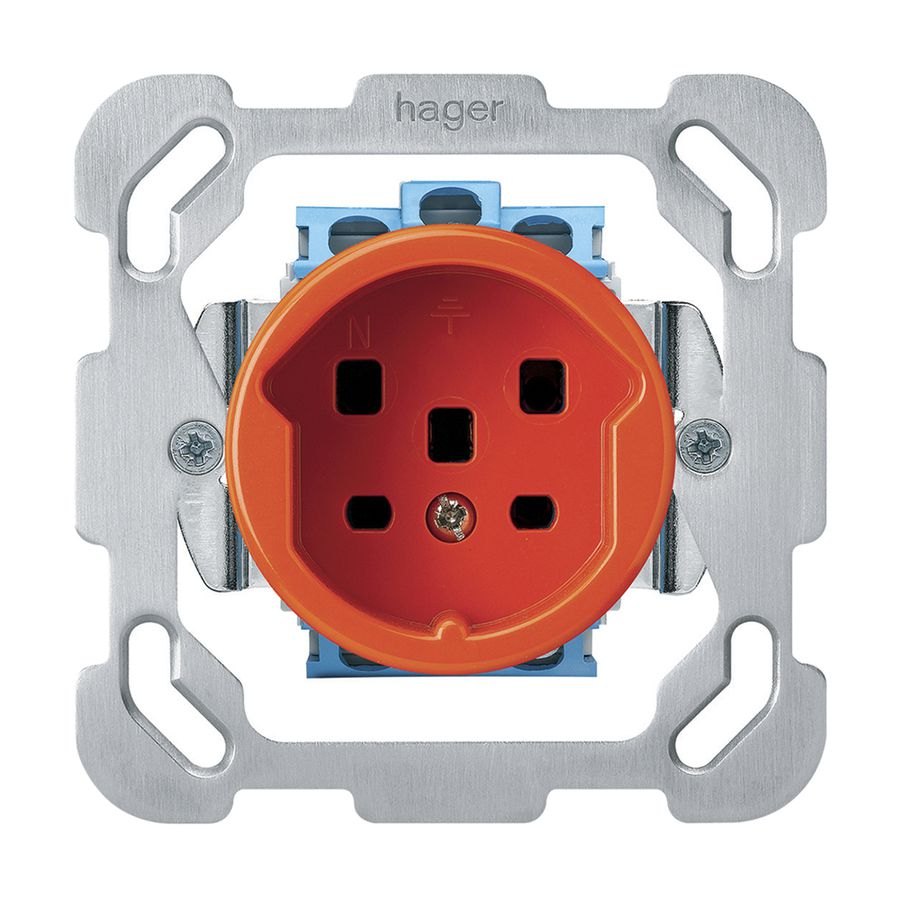 UP-Steckdose HA basico Typ 25 mit Befestigungsplatte mit Steckklemmen orange