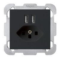 UP-Steckdose 2×USB & T23 kallysto B 2400mA schwarz